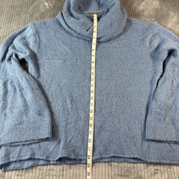 Wooden Ships Cowl Neck Bell Sleeve Mohair Wool Blend Sweater Baby Blue M/L - Picture 4 of 8